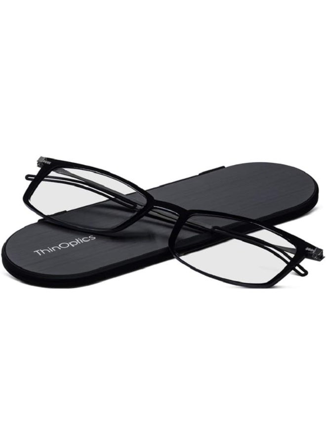 ThinOptics Frontpage Manhattan Reading Glasses + Milano Aluminum Case, Rectangle Black/Regular Case, 2 x - Image 2